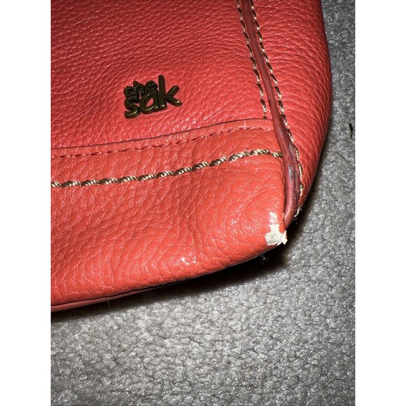The Sak Lucia Leather Crossbody Bag 11x11 Adjustable Strap Coral - Picture 2 of 6